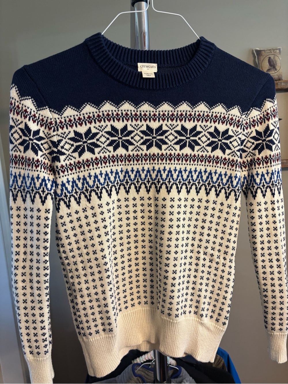 Crewcuts Men's Navy, Cream & Blue Fair Isle Crewneck Sweater
